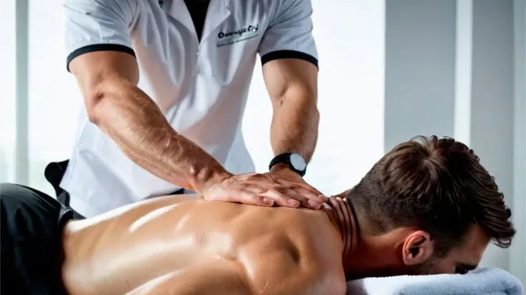 Ostéopathe travaillant sur un sportif au cabinet du Grand-Quevilly